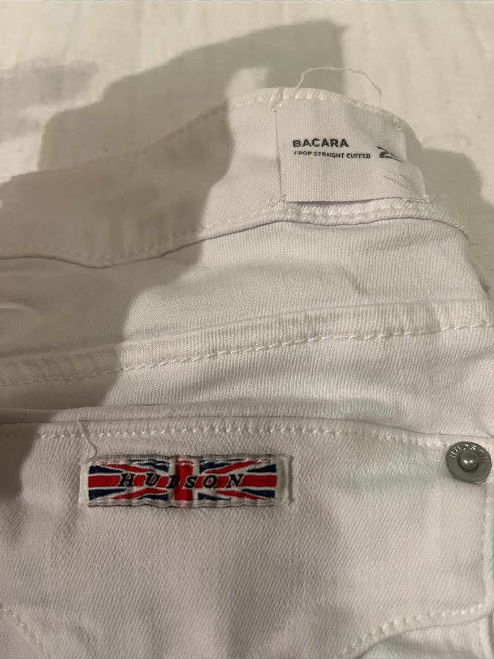 Hudson Jeans White Women’s Bacara Straight Cuffed Jeans
